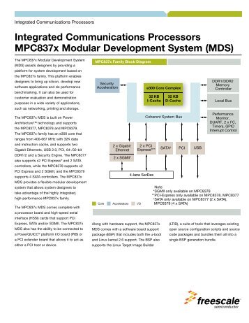 Integrated Communications Processors Mpc837x Modular - Freescale