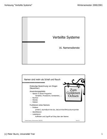 Verteilte Systeme Zum Goldenen Ochsen - Systemsoftware und ...