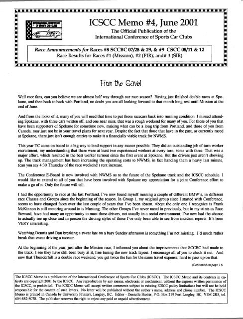 Memo #4, June 2001