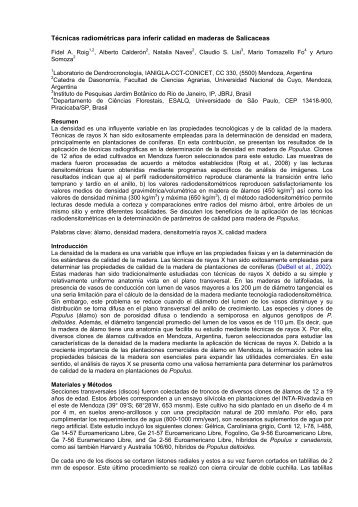 Técnicas radiométricas para inferir calidad en maderas de Salicáceas