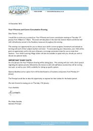 Yr9 Parent Evening Letter - Bedford Academy