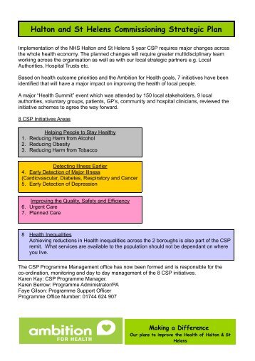 Commissioning Strategic Plan - Halton and St Helens PCT