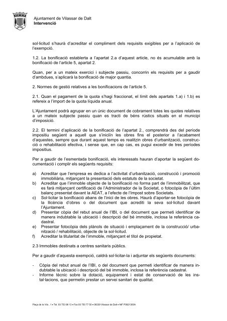 IBI (Imposts sobre bens immobles) - Ajuntament de Vilassar de Dalt