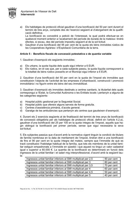IBI (Imposts sobre bens immobles) - Ajuntament de Vilassar de Dalt