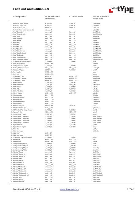 Download Font List Goldedition 2 0 Linotype SVG Cut Files