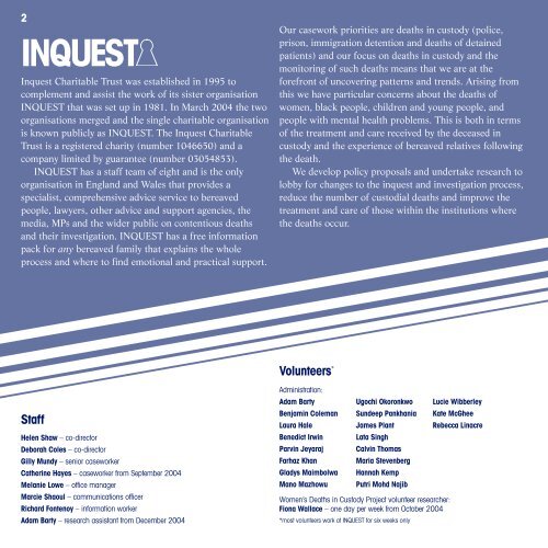 Annual Report 2004 - Inquest