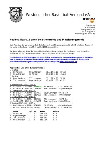 Westdeutscher Basketball-Verband e.V. - Wbv