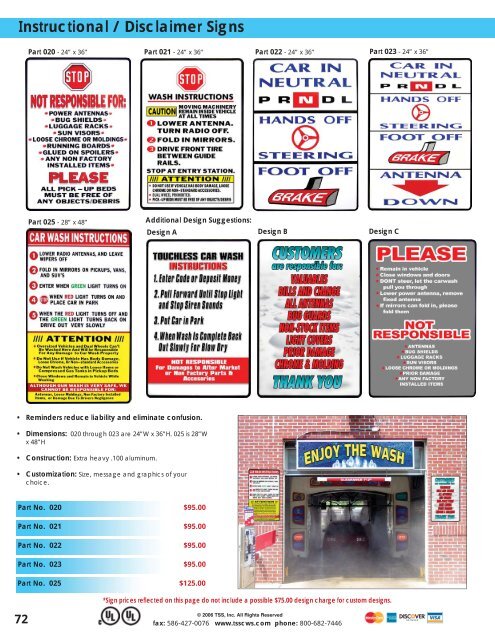 Promotional Signs - TSS Car Wash Equipment