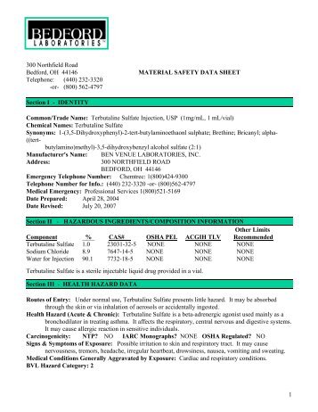 MSDS - Bedford Laboratories