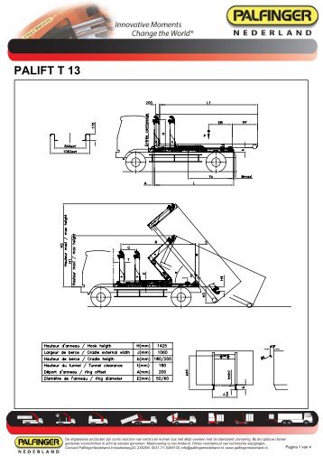 bijlage: Specificaties & afmetingen T 13 - Palfinger