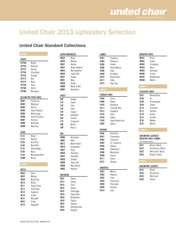 United Chair 2013 Upholstery Selection - Groupe Lacasse