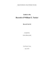 Records of William E. Tucker - TCU Library - Texas Christian ...