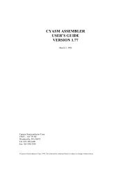 CYASM ASSEMBLER USER'S GUIDE VERSION 1.77