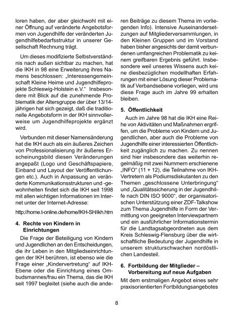 Info 12 - Interessengemeinschaft Kleine Heime & Jugendhilfeprojekte