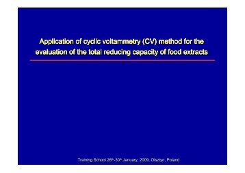 Cyclic Voltammetry - COST 927 Training School