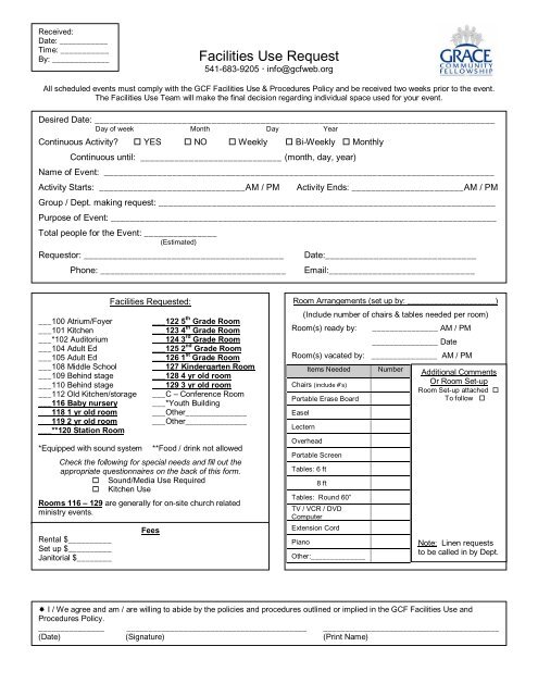 Facilities Use Request Form
