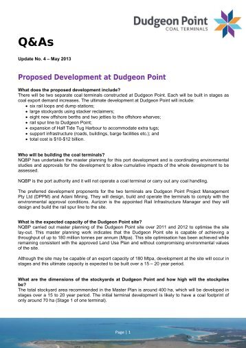 Dudgeon Point Coal Terminals Project â Q and As - North ...