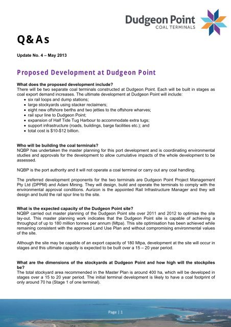 Dudgeon Point Coal Terminals Project â Q and As - North ...