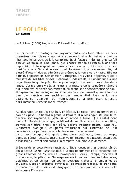 Dossier PDF (910Ko) : Le Roi Lear de Shakespeare