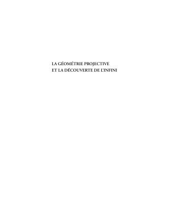 la gÃ©omÃ©trie projective et la dÃ©couverte de l'infini - Editions Triades