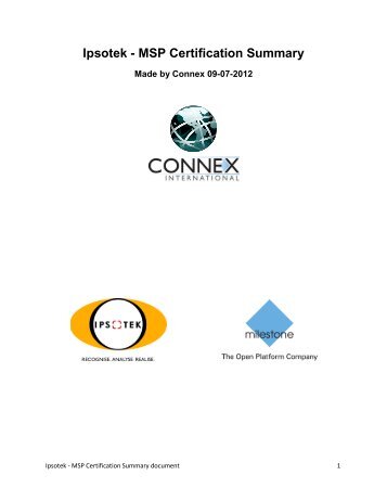 Ipsotek - MSP Certification Summary - Milestone