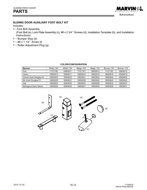 Sliding Patio Door Parts