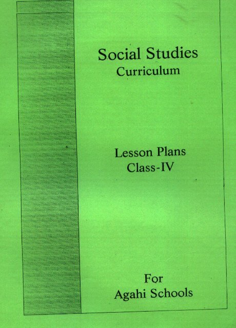 Social Studies Curriculum Lesson Plans Class - IV