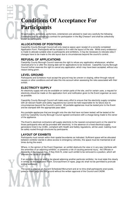Conditions Of Acceptance For Participants