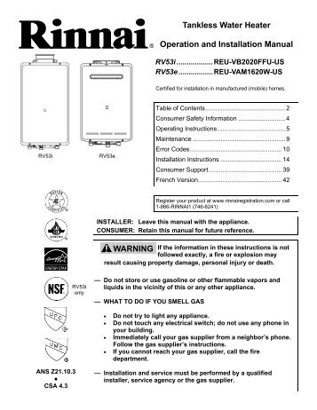 Operation and Installation Manual Tankless Water Heater ... - ProFlo