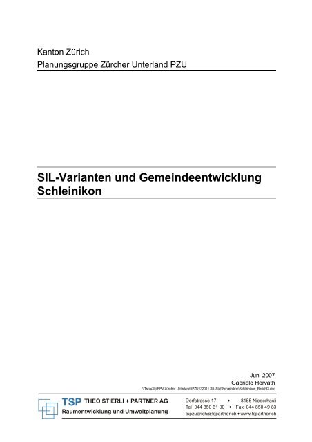 SIL-Varianten und Gemeindeentwicklung Schleinikon