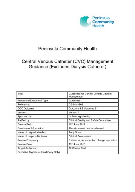 (CVC) Management Guidance - the Royal Cornwall Hospitals Trust ...