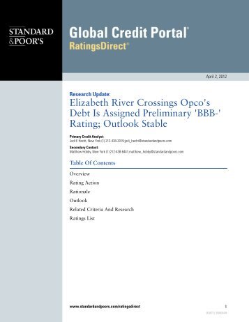 Elizabeth River Crossings Opco's Debt Is ... - Standard & Poor's