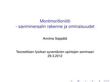 Montmorilloniitti - savimineraalin rakenne ja ominaisuudet