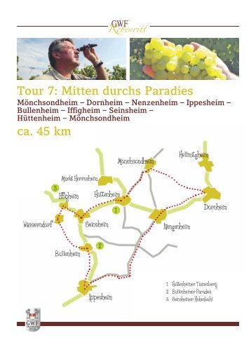 Tour 7: Mitten durchs Paradies ca. 45 km - GWF-Frankenwein