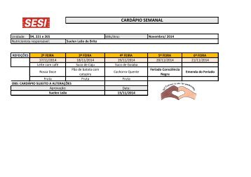 Cardapio Semanal - 2014-11-17 a 2014-11-21