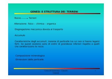 GENESI E STRUTTURA DEI TERRENI