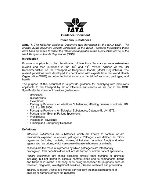 IATA Guidance Document on Infectious Substances - Post Office