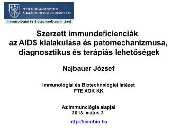 26. Szerzett immundeficienciÃ¡k, az AIDS pathomechanizmusa ...