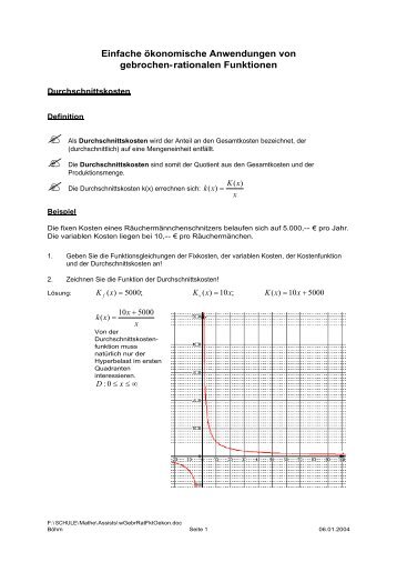 Beispiele aus der Ökonomie für gebrochen-rationale ... - Bkonzepte.de