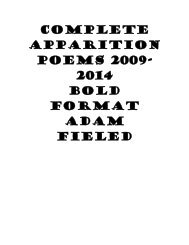 COMPLETE APPARITION POEMS 2009- 2014 BOLD FORMAT 