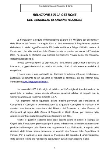 relazione sulla gestione del consiglio di amministrazione - Acri