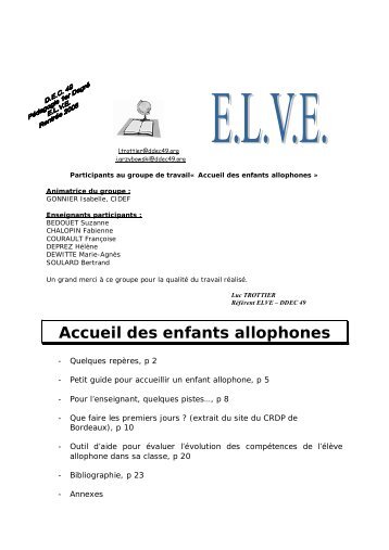 Accueil des enfants allophones - Balises