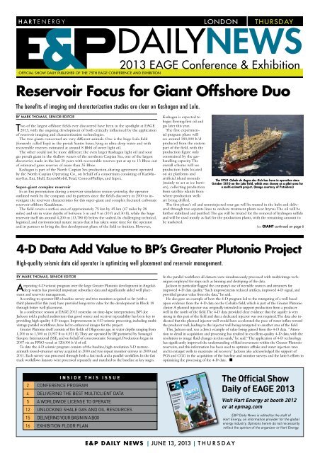 Reservoir Focus for Giant Offshore Duo - Hart's E&P