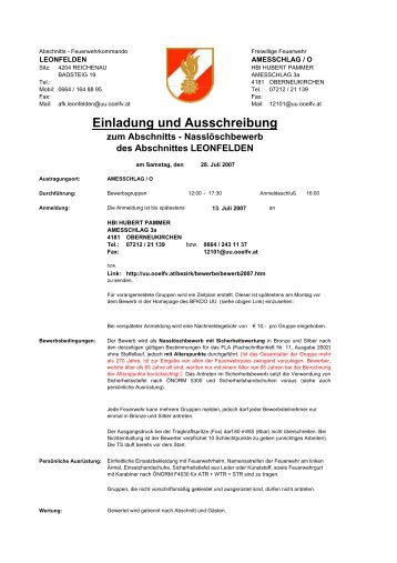 Ausschreibung Anmeldung Nassbewerb 2007