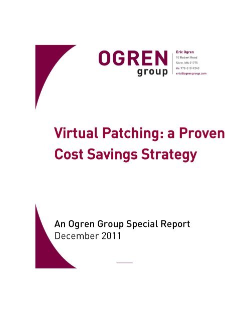 Virtual Patching: a Proven Cost Savings Strategy - Trend Micro