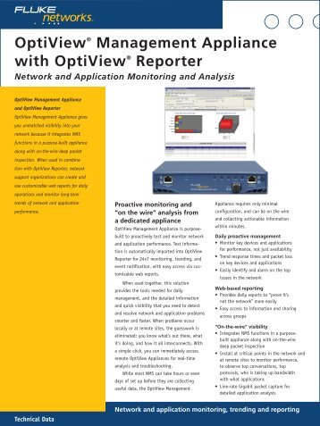 OptiViewÃ‚Â® Management Appliance with OptiView ... - Fluke testery
