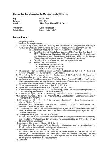 Sitzung vom 14.02.2008 (66 KB) - .PDF - Gemeinde Wilhering