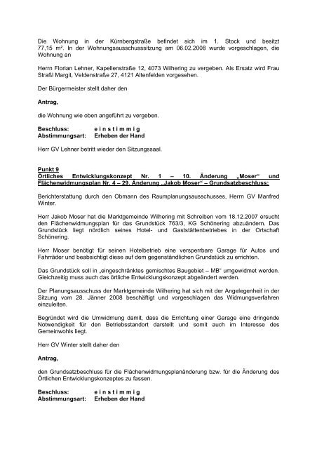 Sitzung vom 14.02.2008 (66 KB) - .PDF - Gemeinde Wilhering