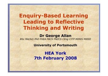 EBL Leading to Reflective Thinking and Writing - Higher Education ...