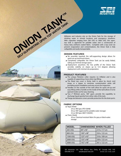 Onion Tank Brochure - SEI Industries Ltd.